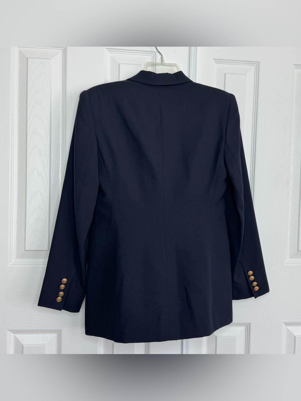 Vintage 90’s Lauren Ralph Lauren Navy 3D Crown Crest Wool Blazer Jacket Size 2P - Picture 5 of 13